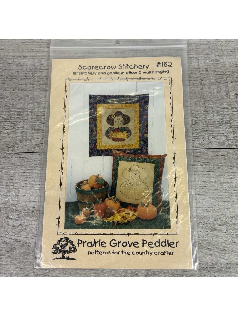 Prairie Grove Peddler Scarecrow Stitchery pattern #182